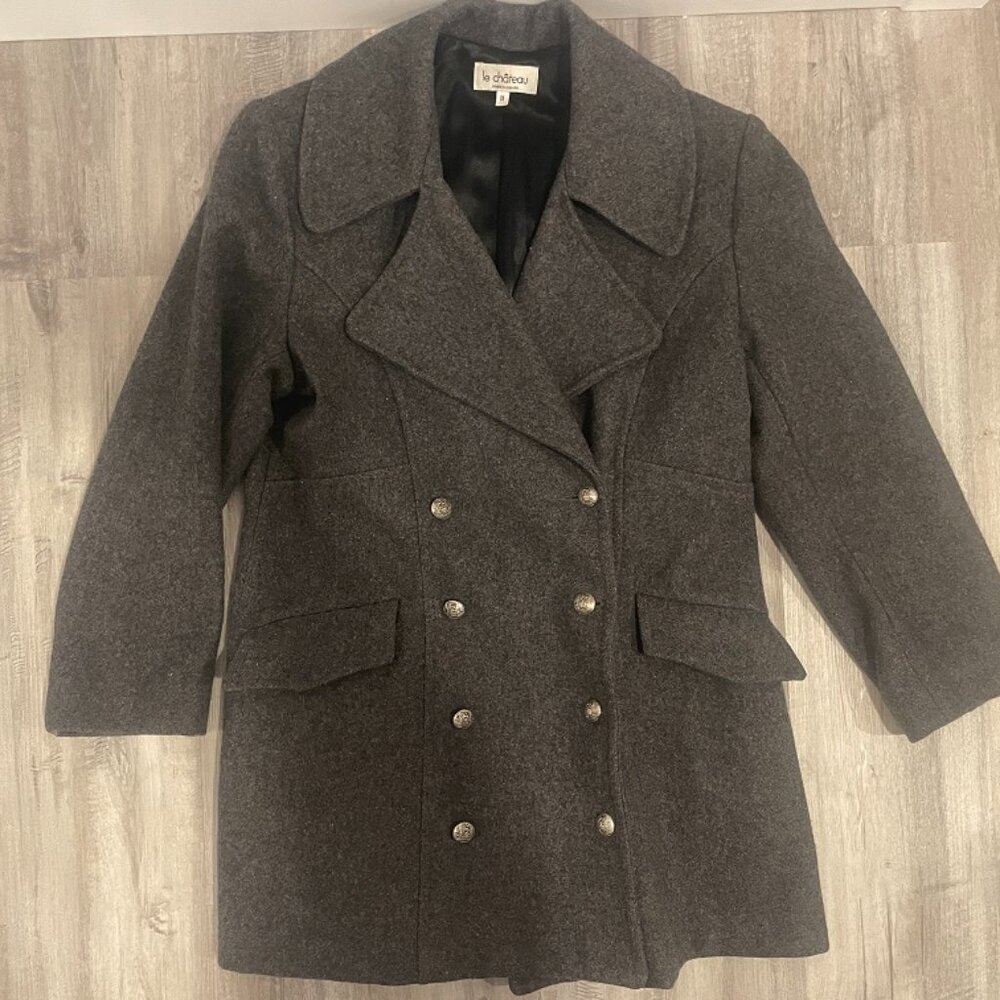 Women's Le Chateau Wool Double-Breasted Pea Coat (Sz Med)